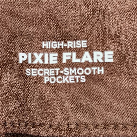 Old Navy Pants Womens 10 Brown High Rise Pixie Flare Pockets Stretch Office - Picture 4 of 11